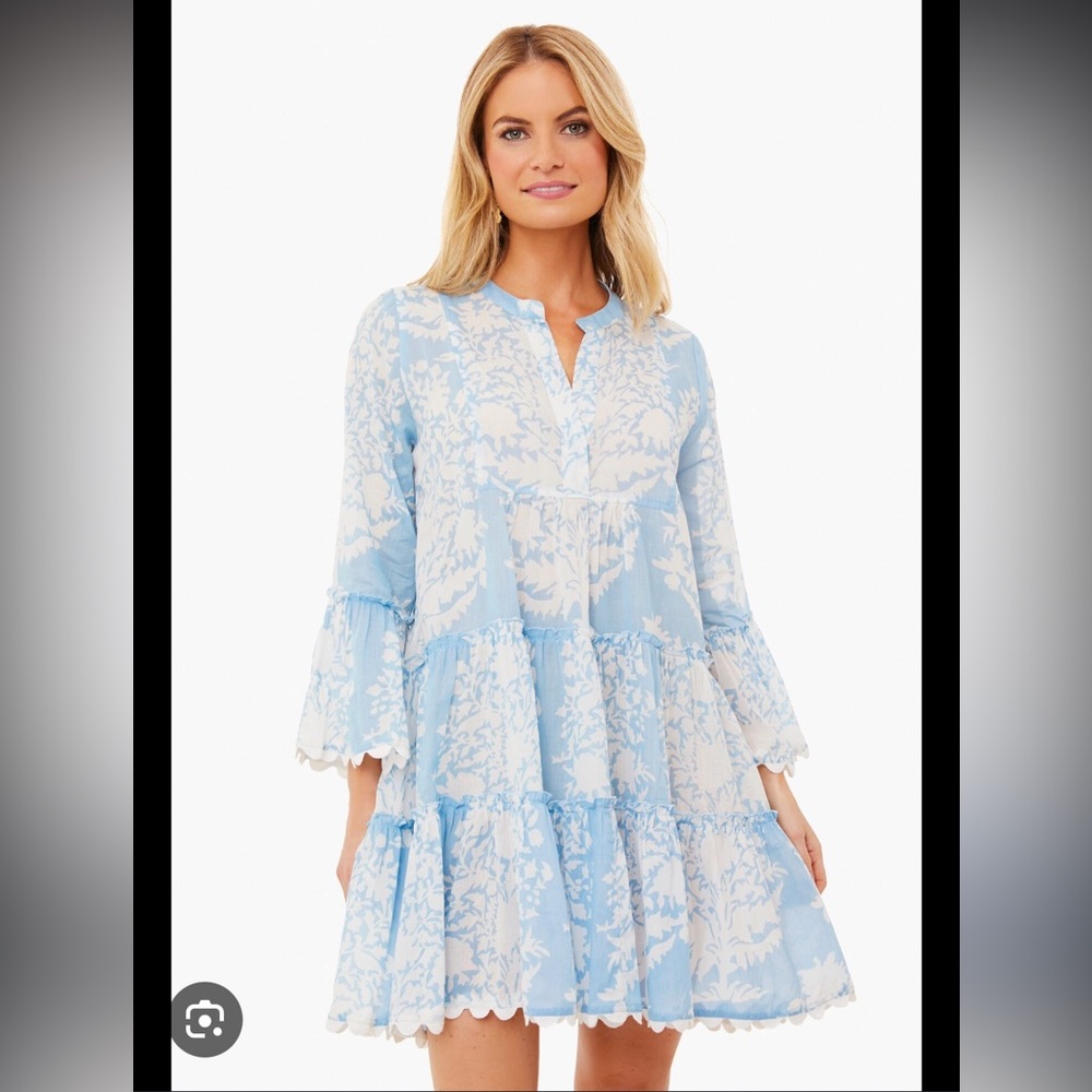 Juliet Dunn Tuckernuck Blue Palladio flared sleeve dress